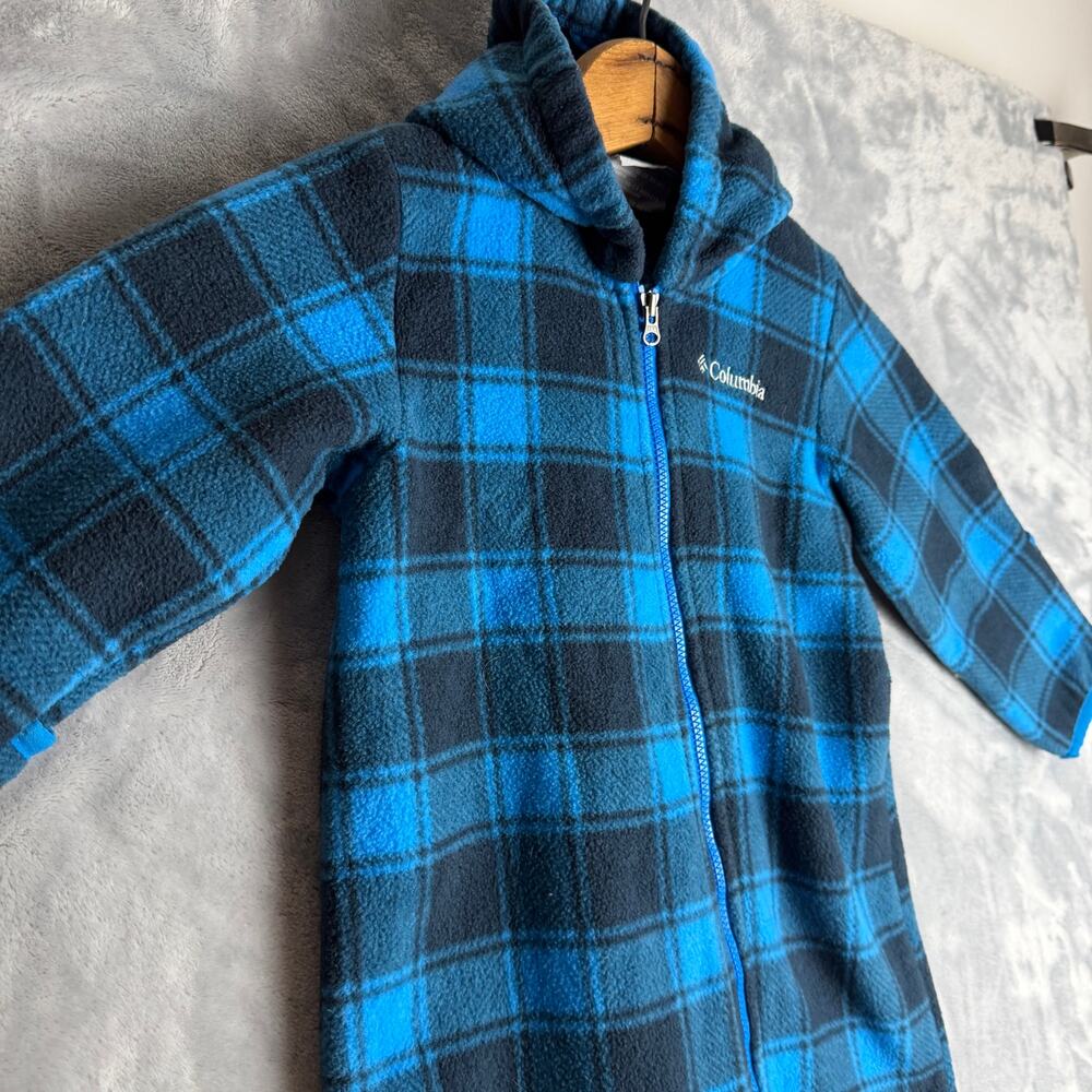 COLUMBIA Infant Snowtop II Infant Fleece Bunting Blue Checked 18-24 Months